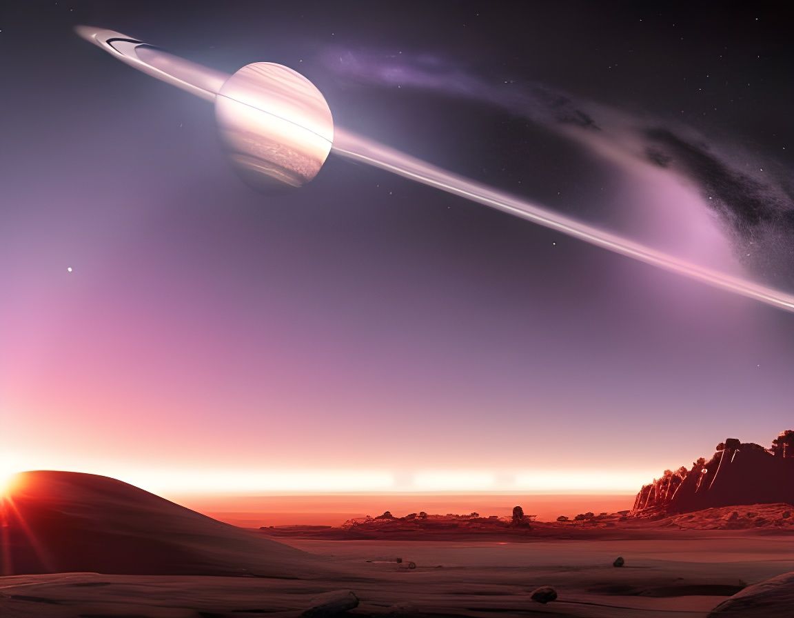 Saturn ring visible on the starry sky  by @Challenge