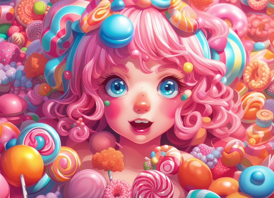 Cute Girl in Candy Land - AI Generated Artwork - NightCafe Creator