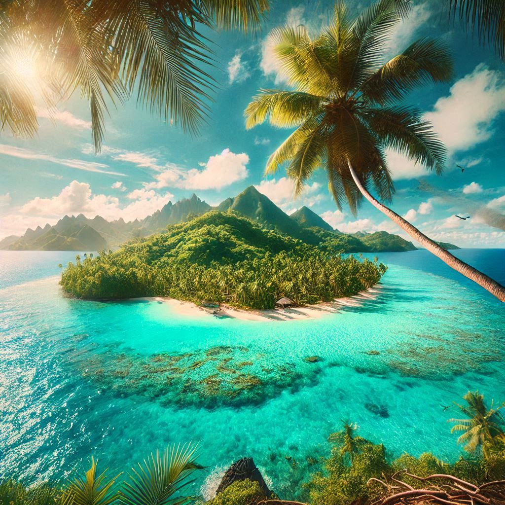 Tropical island with turquoise waters