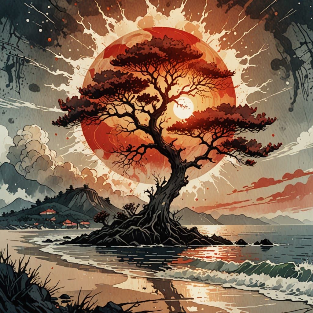 Coastline Sun Tree  by @JollyNewt