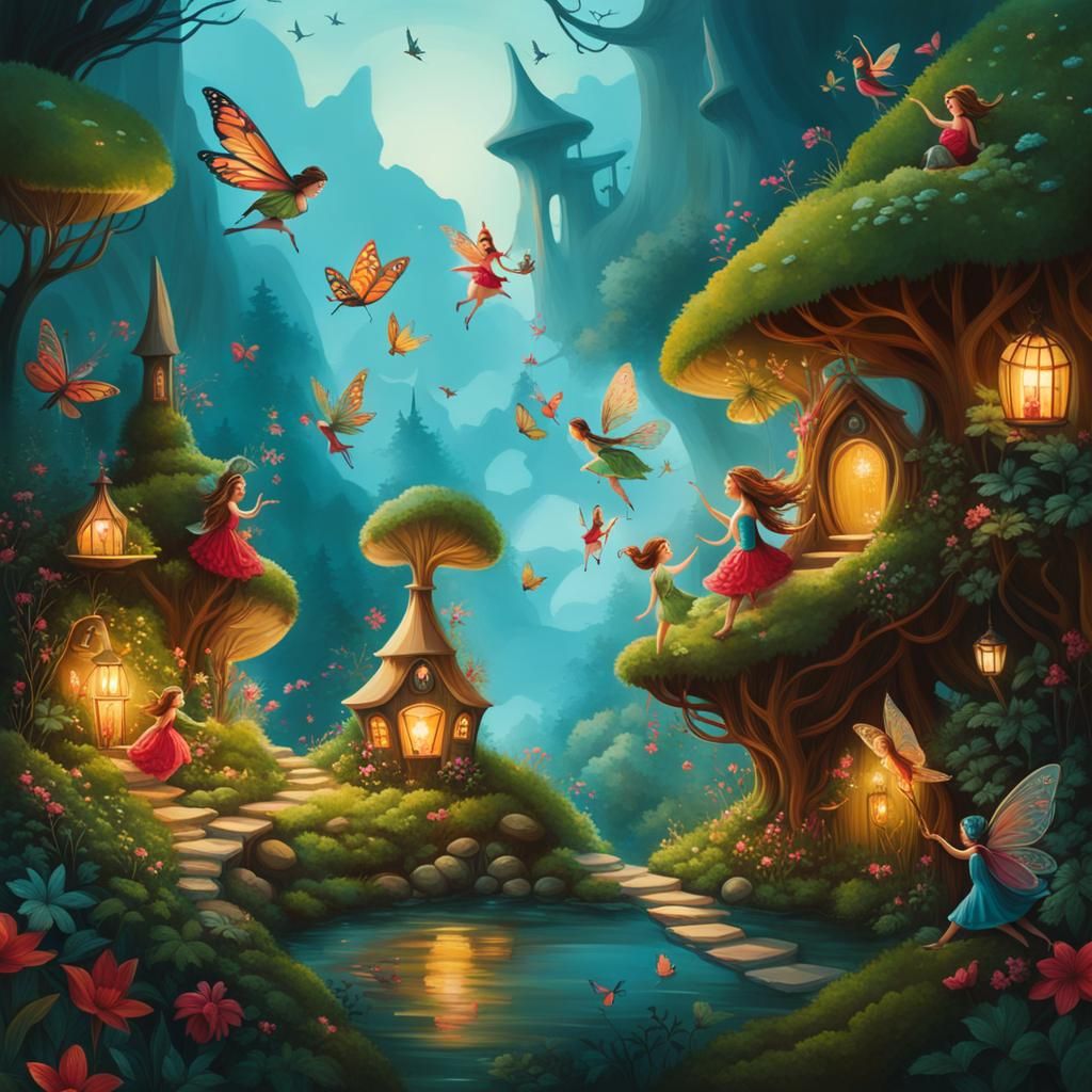 The Fairy Village AI Generated Artwork NightCafe Creator