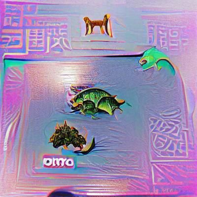 AI Image of Dodo, Dog, Dragon, and Turtle