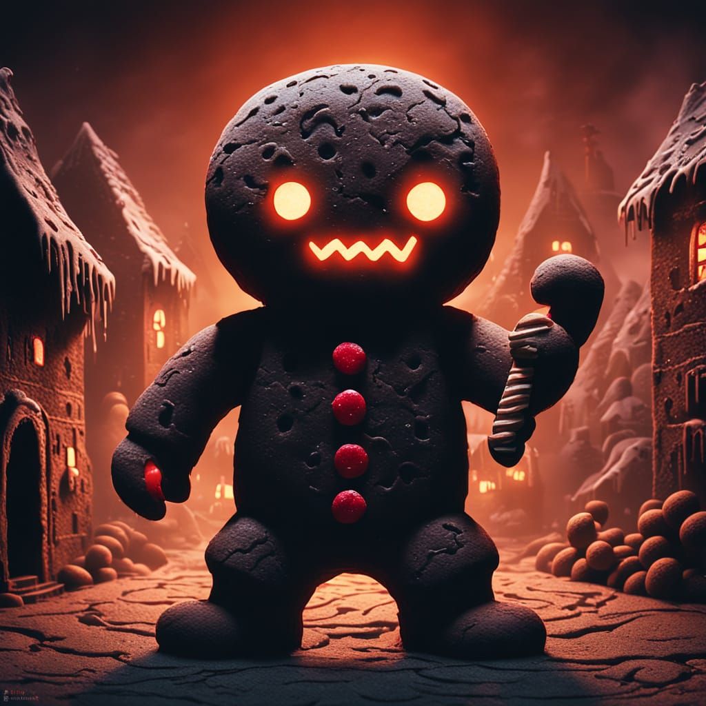 the evil gingerbread man, who wants to conquer the world of cookies sinister by Greg Rutkowski  by @AliMar