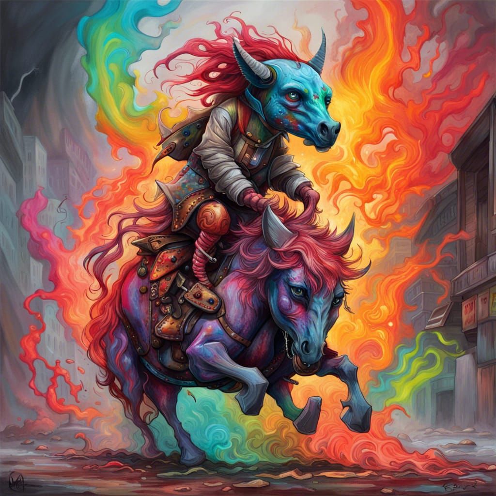 Baby Demon Riding A Ghoul Horse AI Generated Artwork NightCafe Creator baby-demon-riding-a-ghoul-horse-ai-generated-artwork-nightcafe-creator