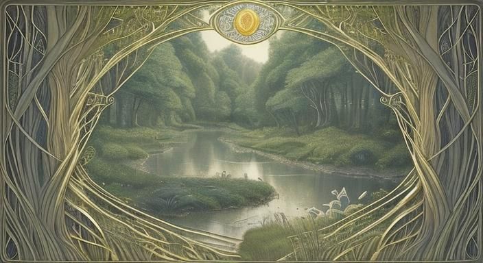 Lothlorien map as designed by elves,filligree lines,mysterious paths ...