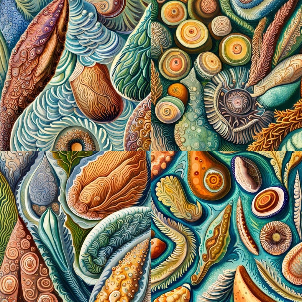 Ernst Haeckel botanical art, abalone seaweed diatoms