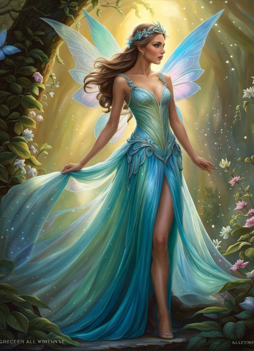 Elegant fairy! Hyperrealistic Beautiful fairy dress iridescent elegant ...