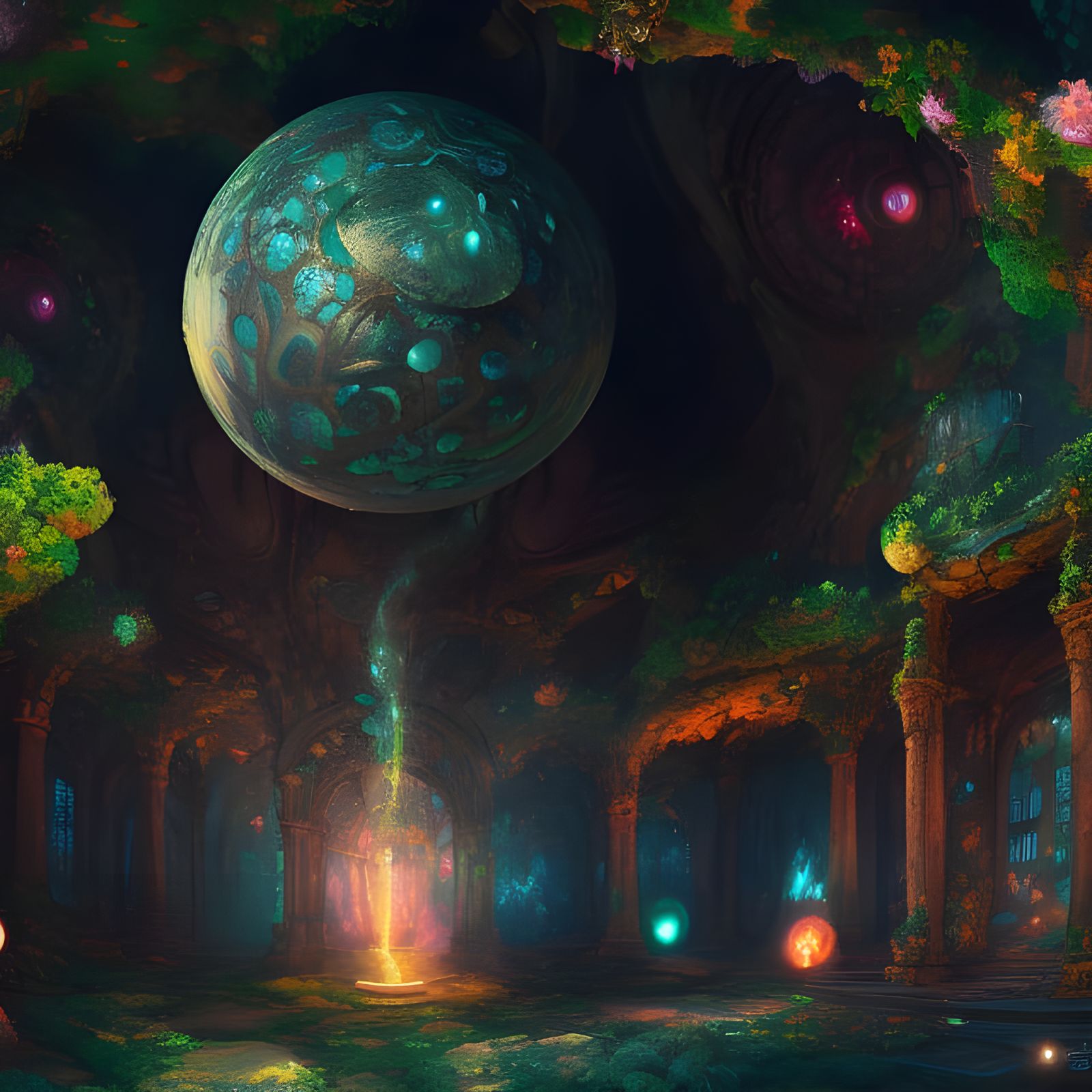 Deep Fantasy Sphere Underground Garden Art