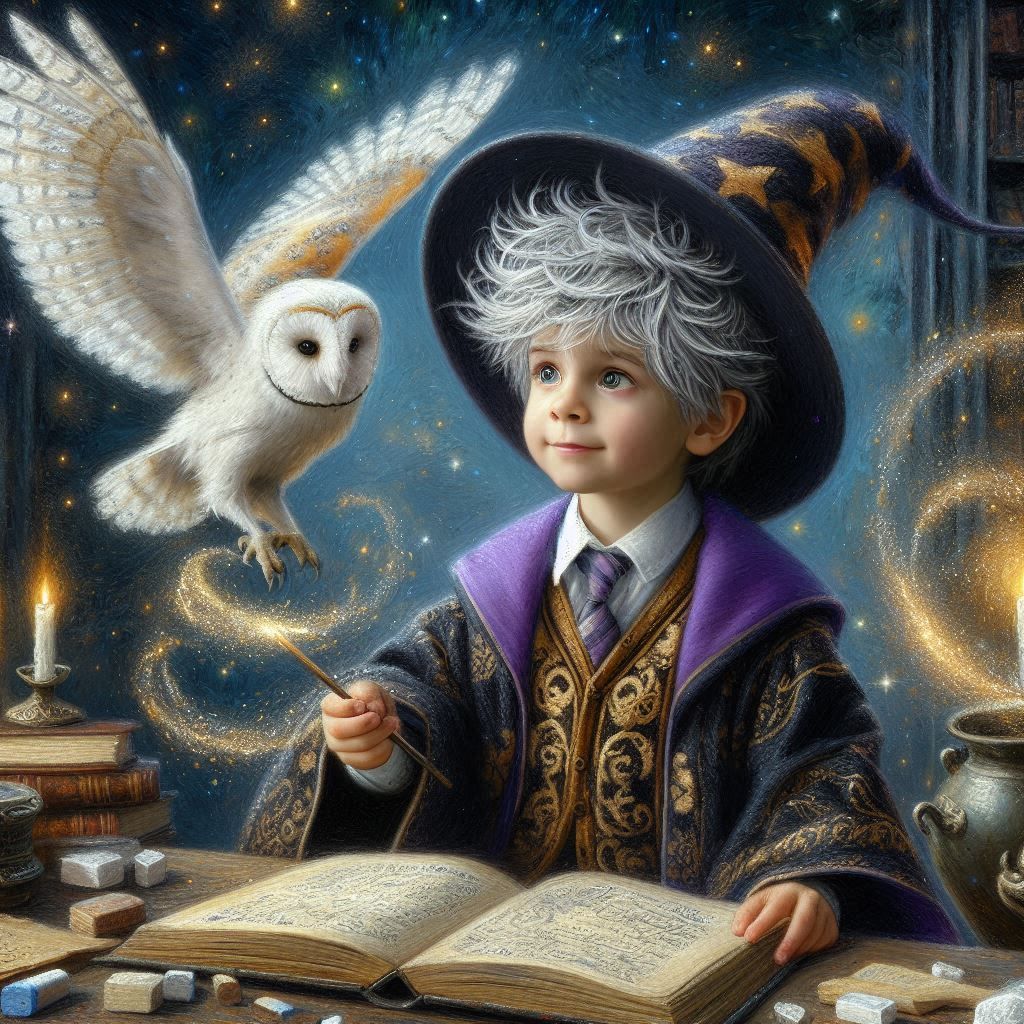 Young Wizard with his Owl