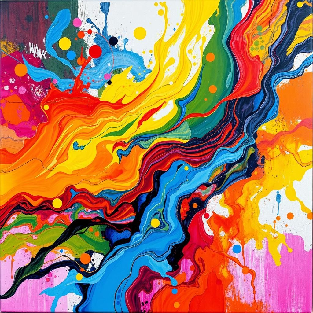 Abstract Painting in Carne Griffiths Style