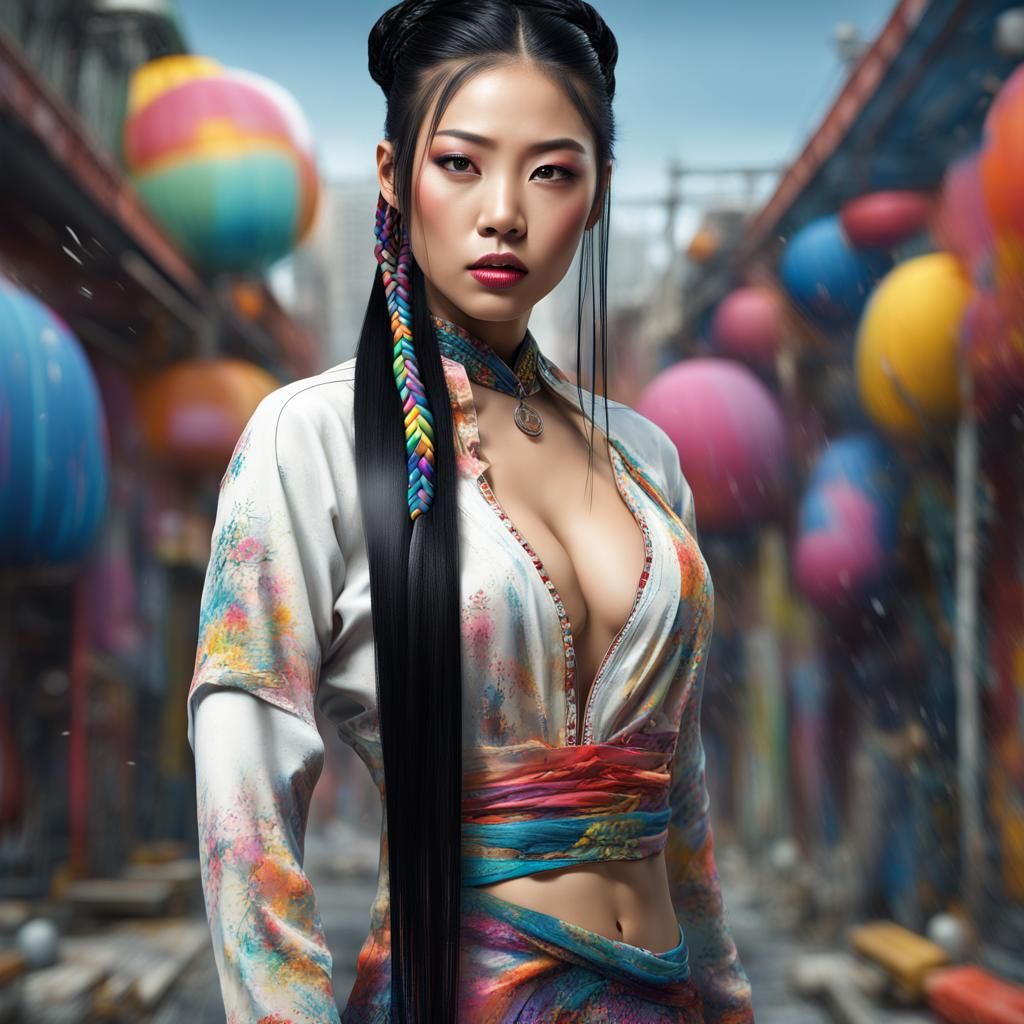 Colorful Asian woman