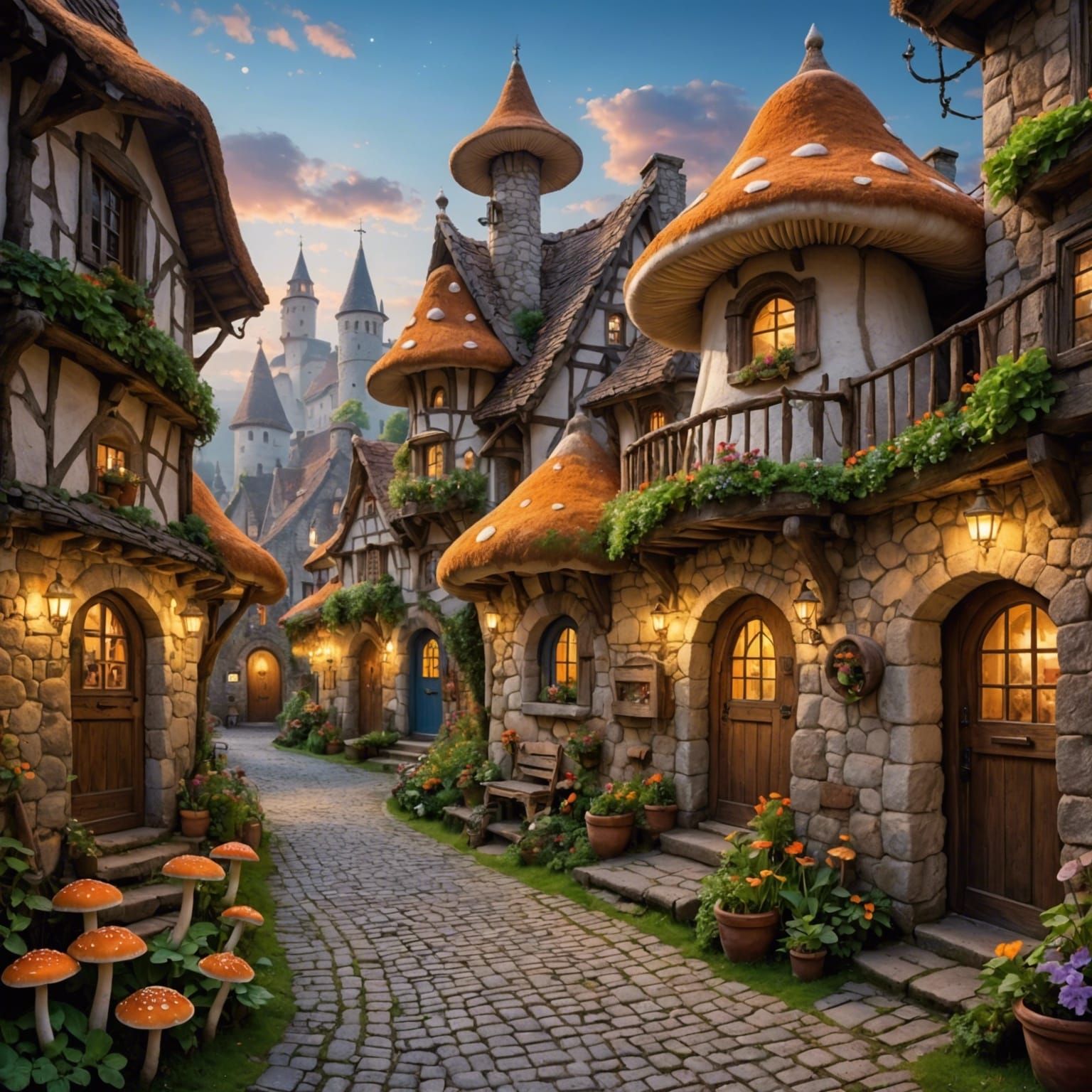 Medieval Mushroom Village  by @Eastcoaster