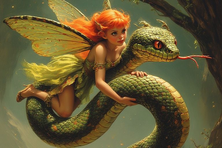 Fairy Riding on snake
