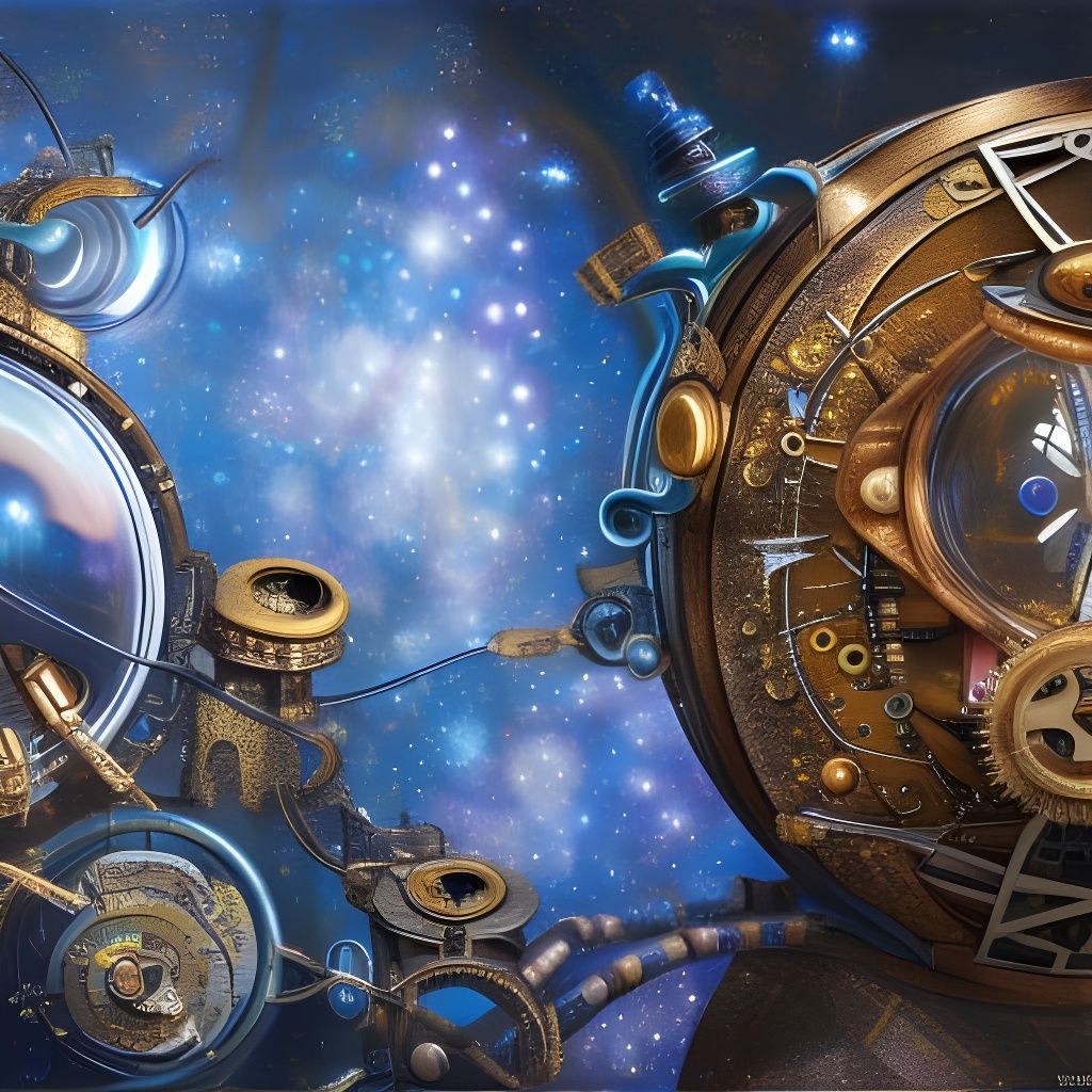 Blue and gold old machinery - AI Generated Artwork - NightCafe Creator