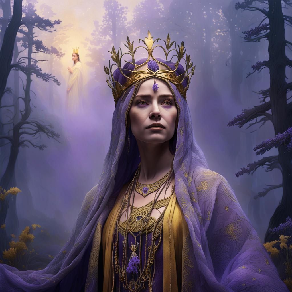 Love Goddess in Dark Fantasy Forest Art