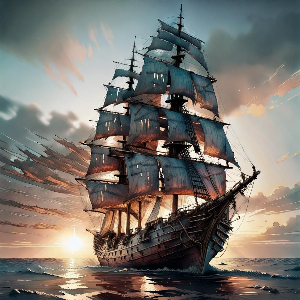 Majestic Sailing Ship  by @Creative Digital Artist