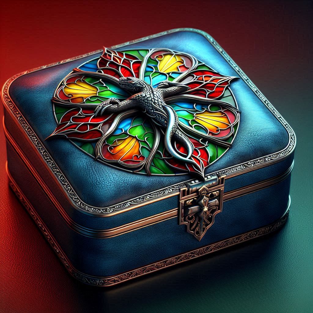 Blue Leather Red Rose Italian Music Box 1