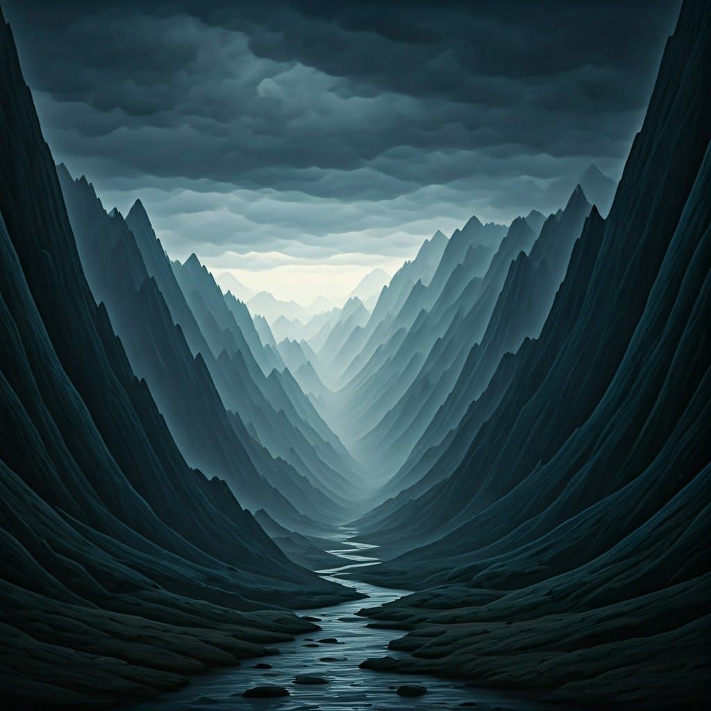 Mysterious Dark Landscape in Moody Blues