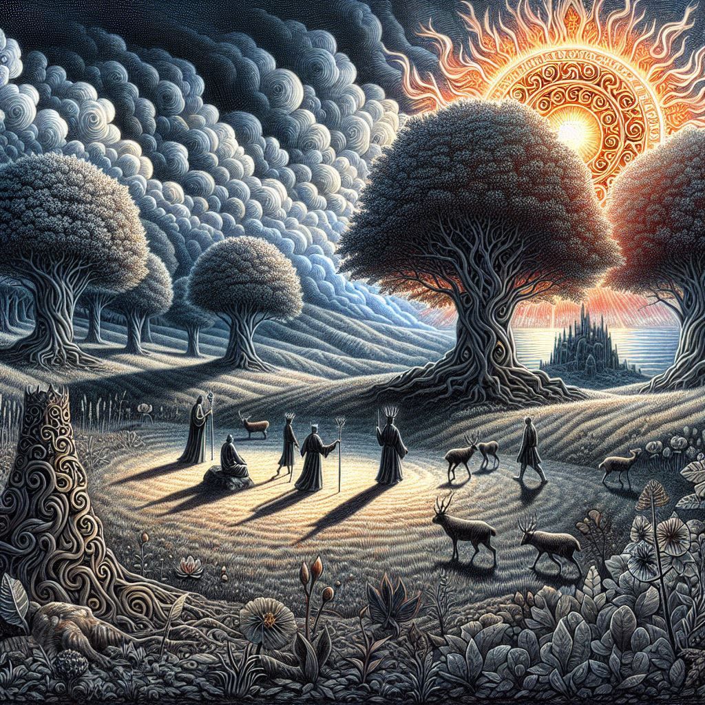 Charcoal baroque filigree tree