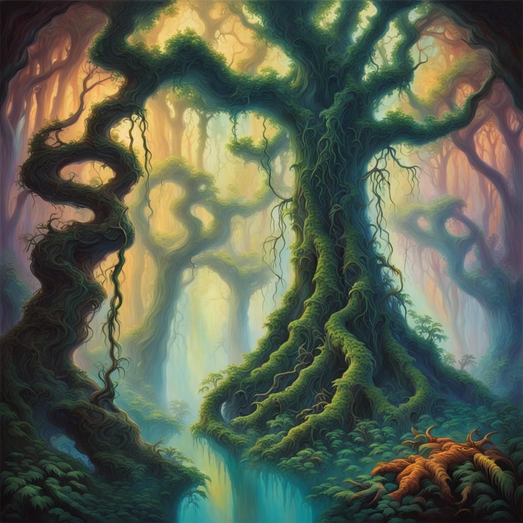 a primordial rain forest