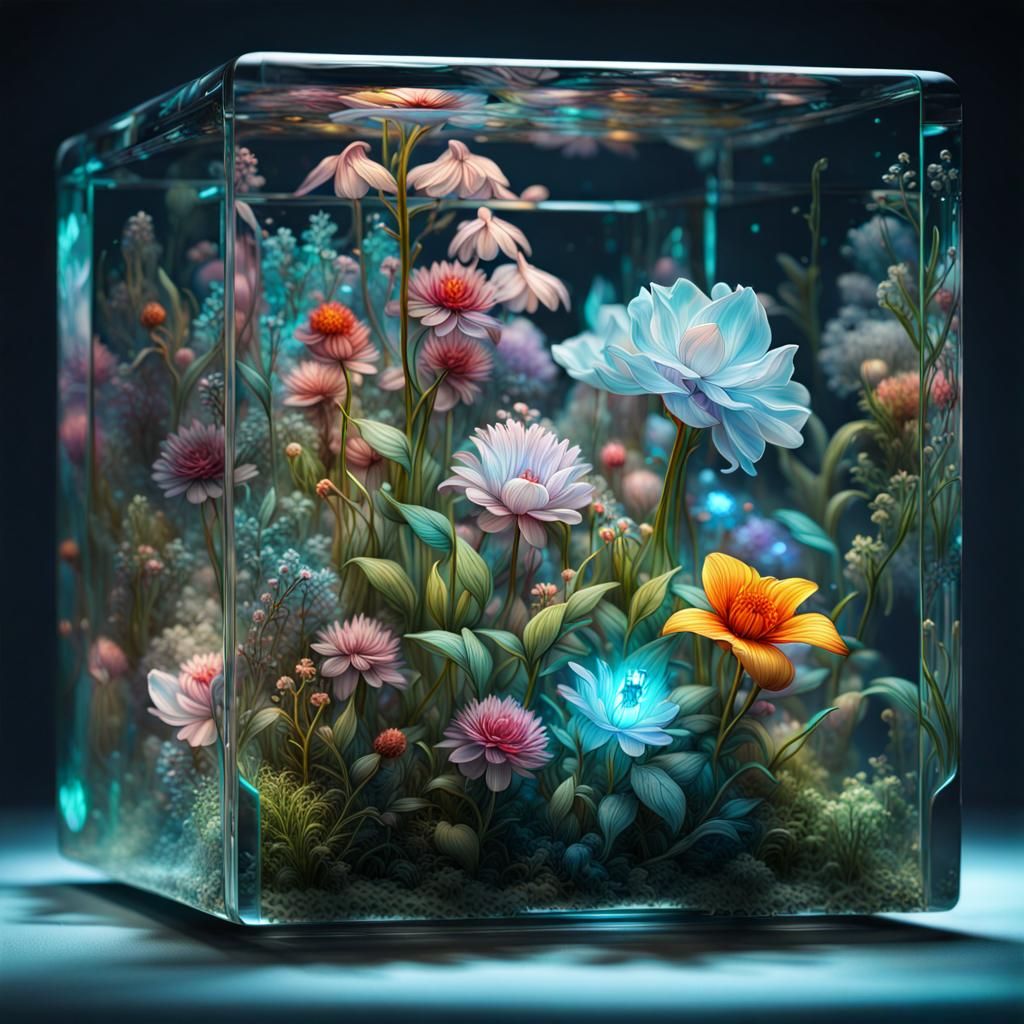 Exotic flowers encased in glass AI Generated Artwork NightCafe Creator