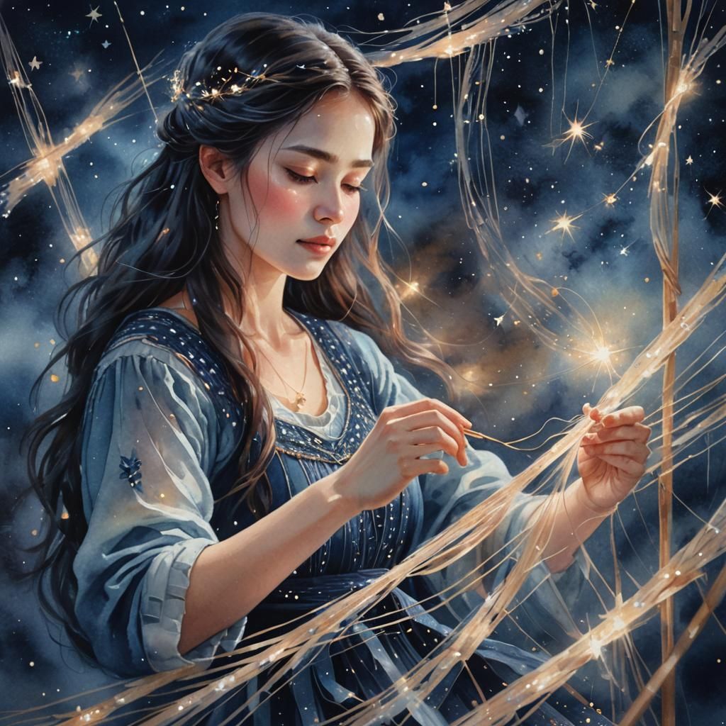 Woman weaving starlight 