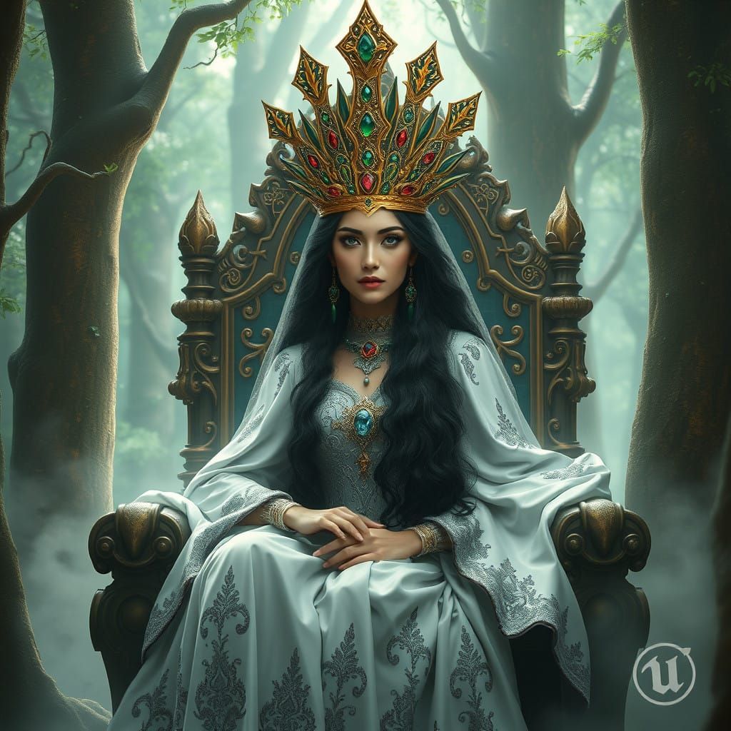 Ethereal Fantasy Queen Reigns in Luminescent Forest Realm