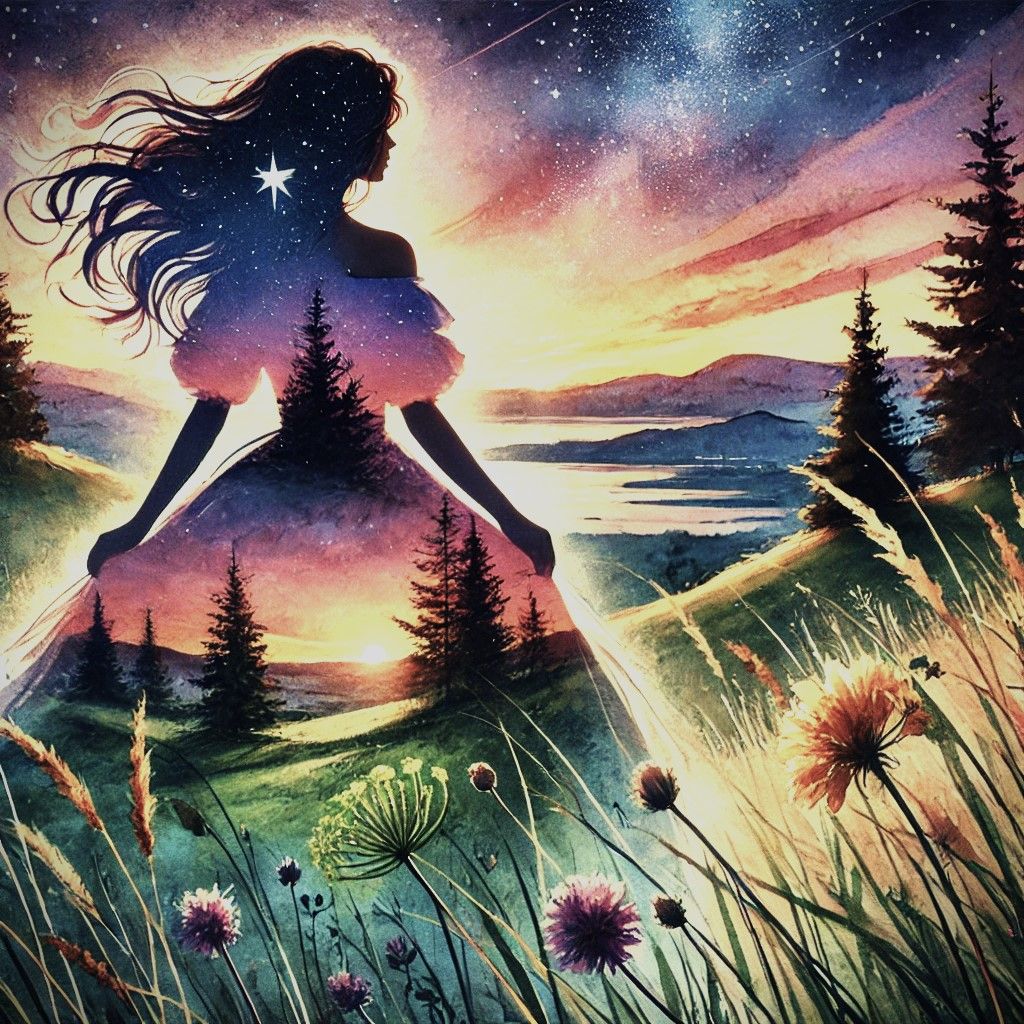 double exposure sunset