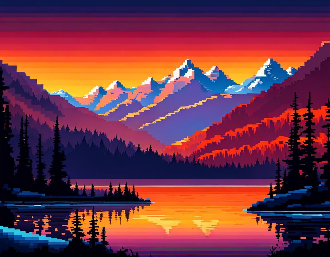 Winter Mountain Lake Sunrise P II - AI Generated Artwork - NightCafe ...