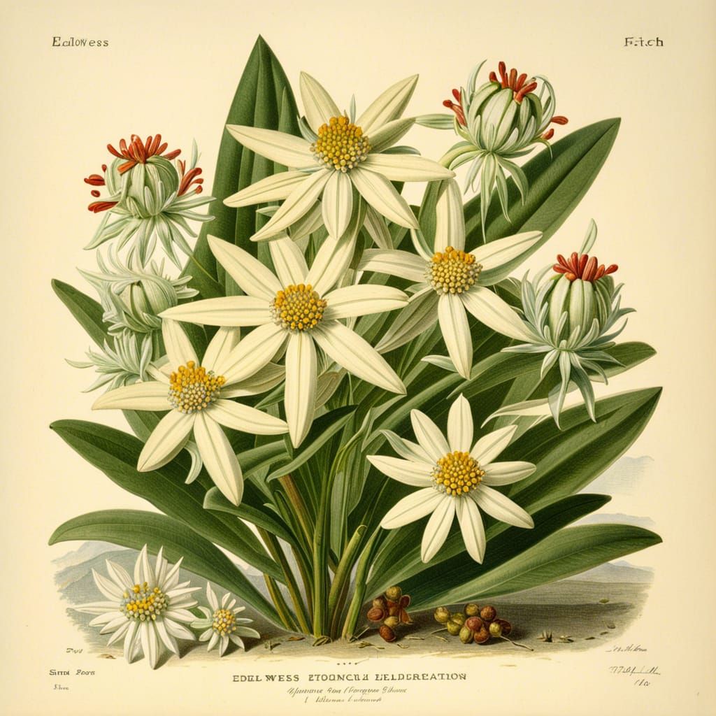 Edelweiss Flower. Seamless Border. Mountain Plant Stock Illustration -  Illustration of foliage, mountain: 195950393