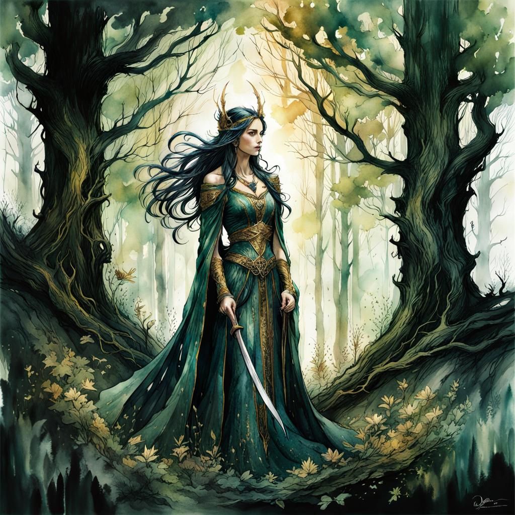 Elven queen in the forest - AI Generated Artwork - NightCafe Creator