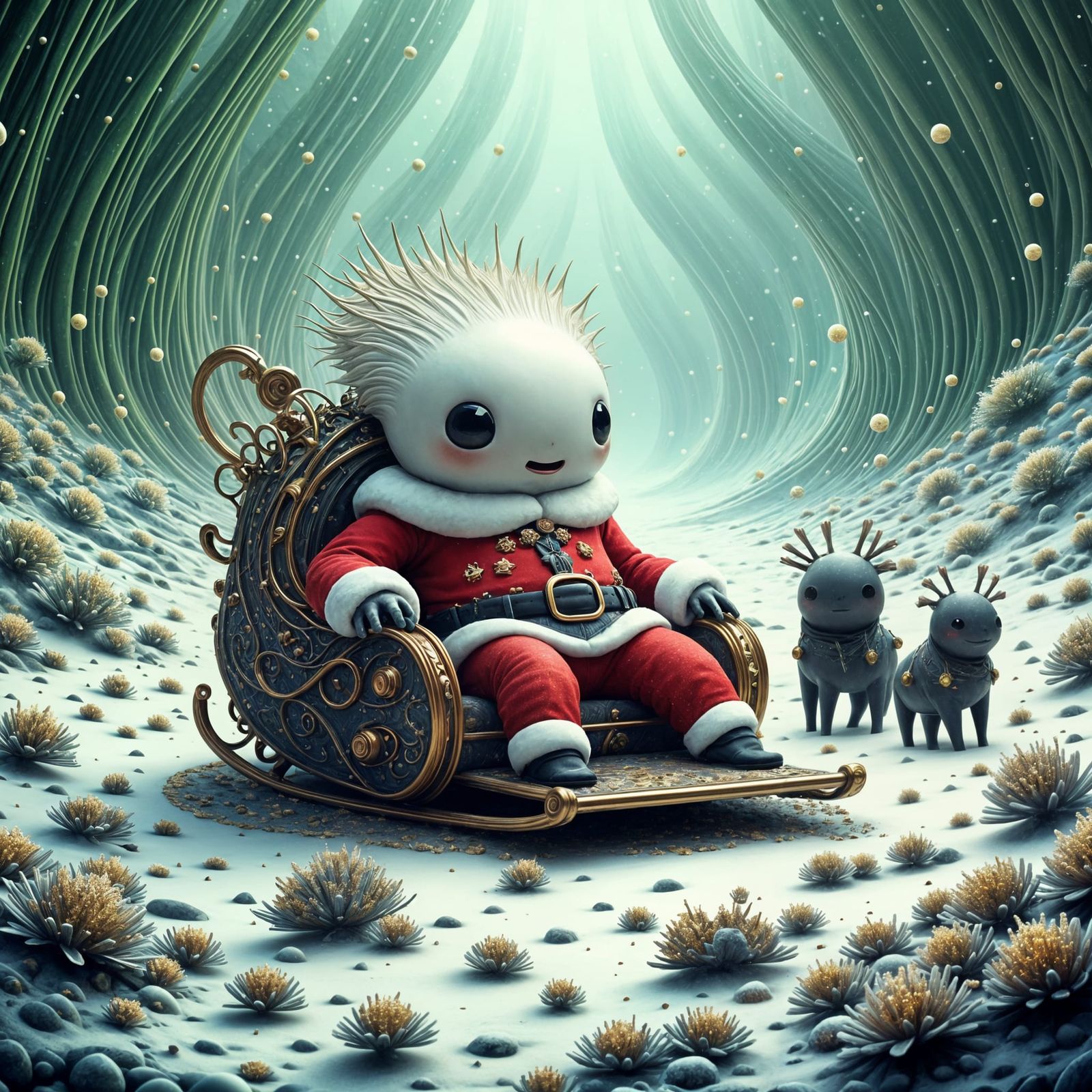 Alien Santa Claus and his Reindeer