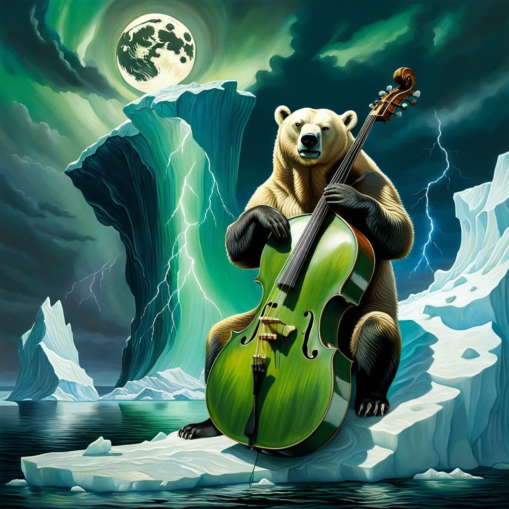 Bear Playing Upright Bass