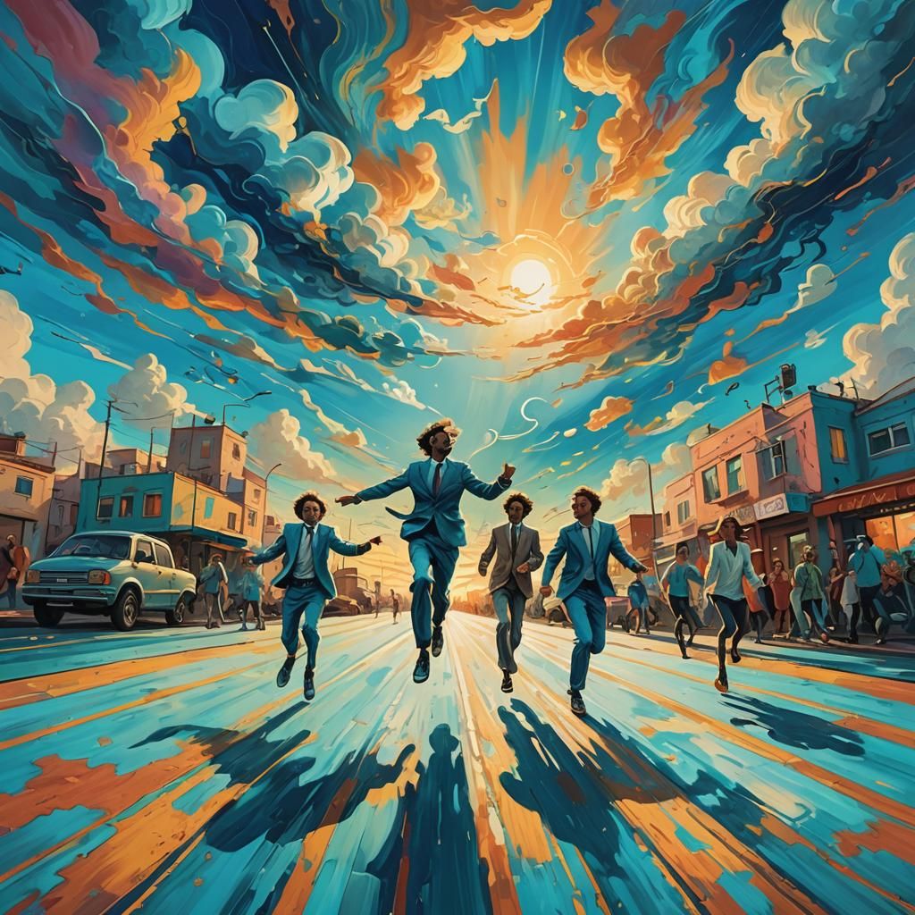Psychedelic Transit Art with Dancing People