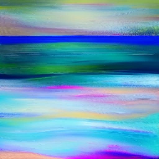 A vibrant abstract painting of the ocean in an impressionist...