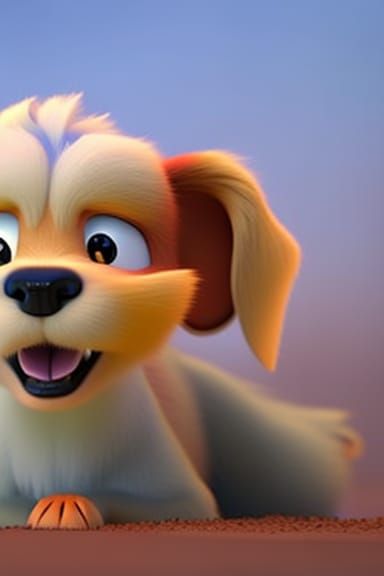 cute puppy love Pixar, Disney, concept art, 3d digital art, ...