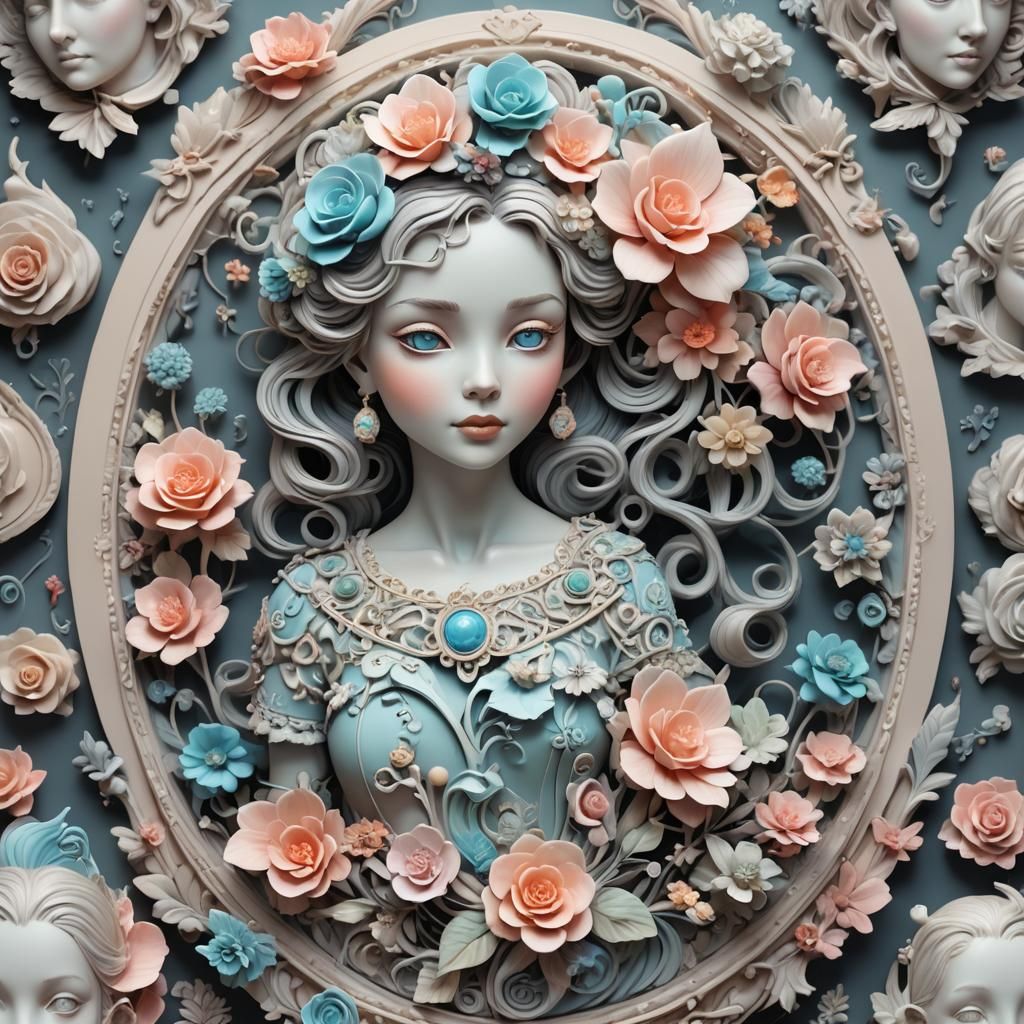 Cameo in pastel tones