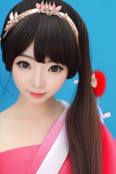 Japanese Anime Broccoli Princess Cosplay, detailed oil paint...