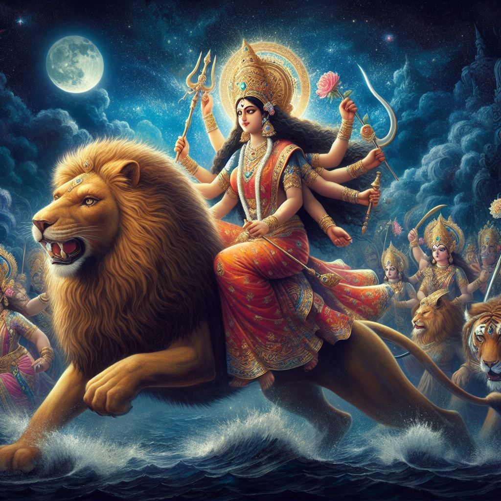 Durga riding lion