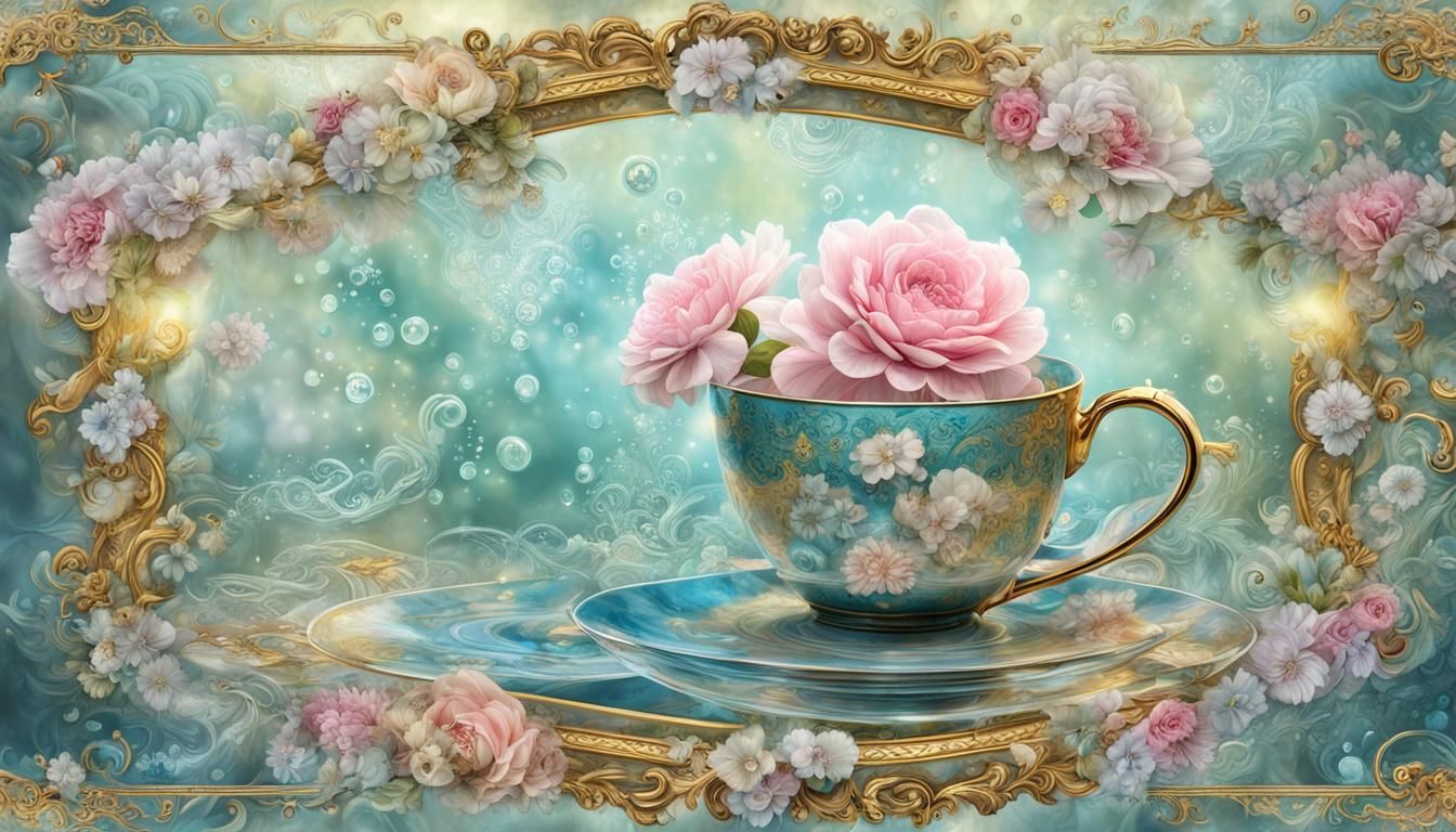 ⚜️⚜️WATER-TEA-GLASS SHABBY CHIC MIRROR MOUSE FLOWERS KEYBORD...
