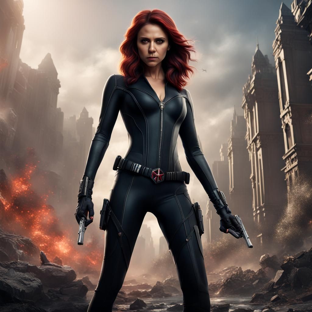 Nina Dobrev as Black widow - AI Generated Artwork - NightCafe Creator