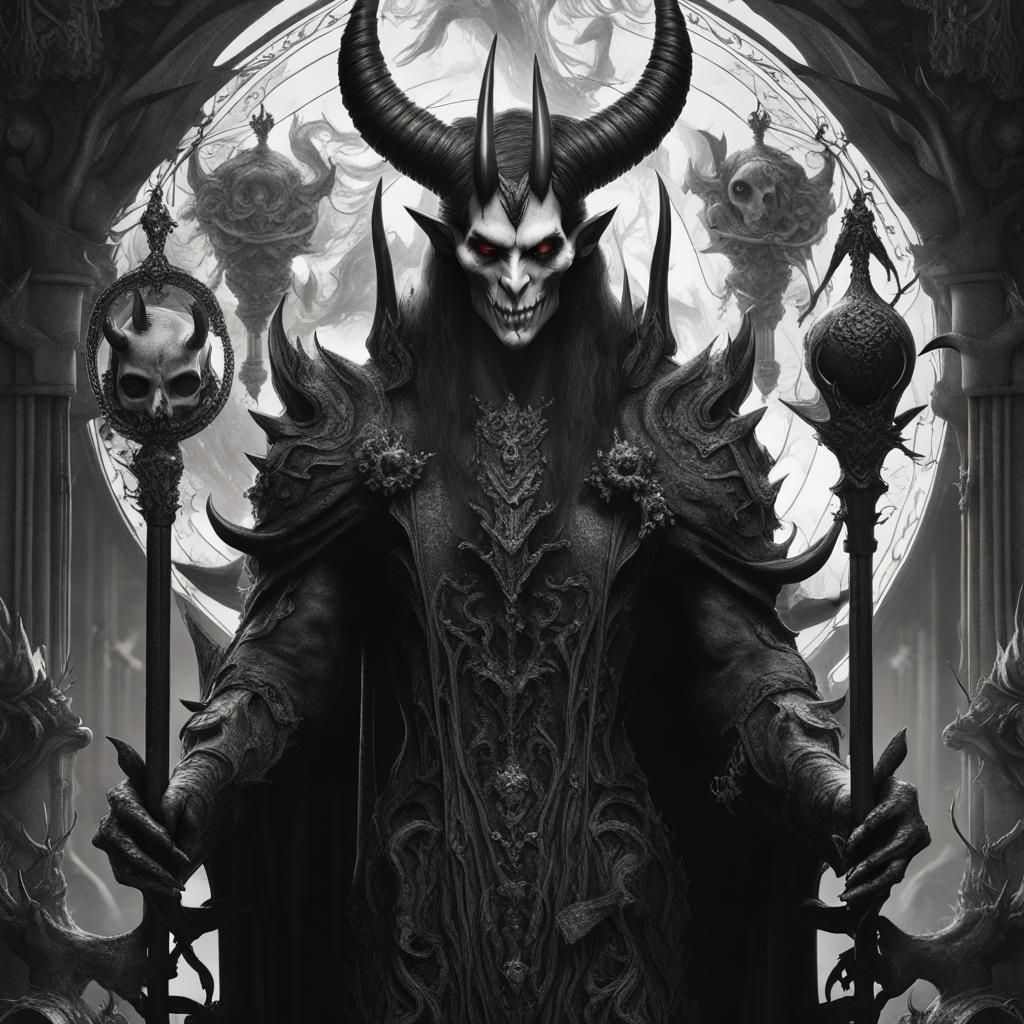 Black white gothic devil tarot