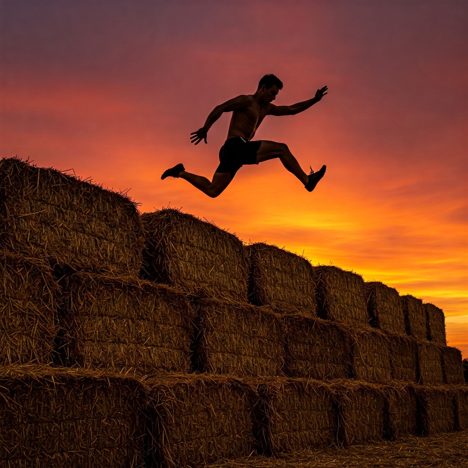 "Agriculture Olympics: The Haystack Hurdle Event"