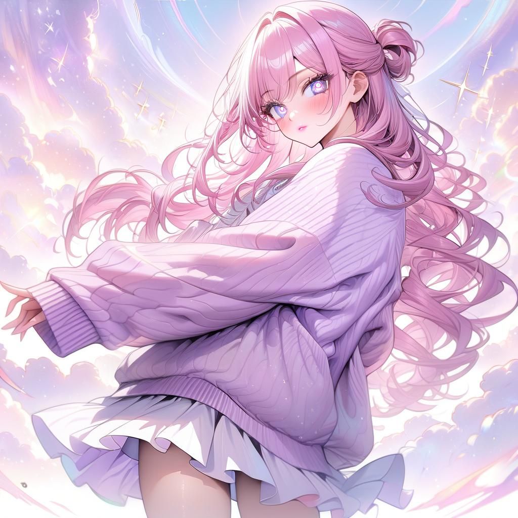 Anime Girl with Pink Hair and Heart Pupils