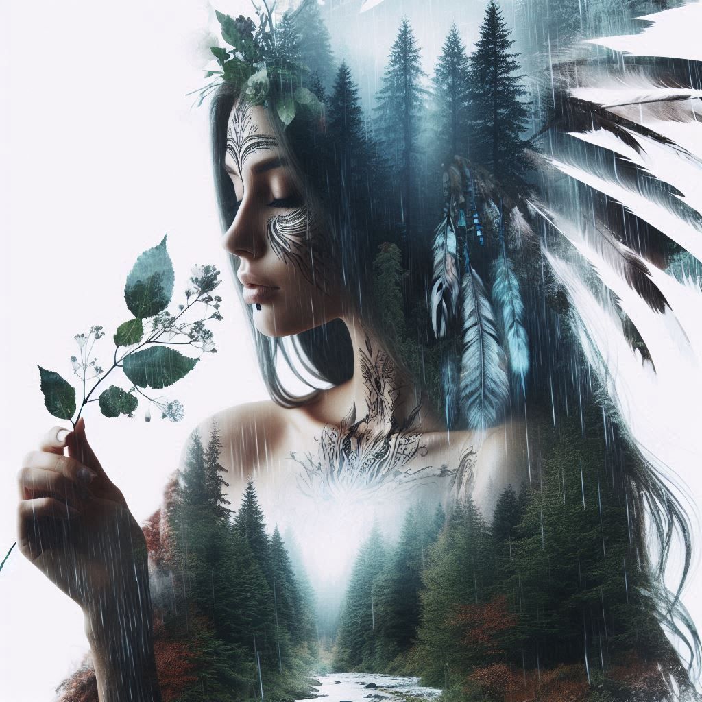 double exposure beautiful fantasy DALL-E 3 portrait landscap...