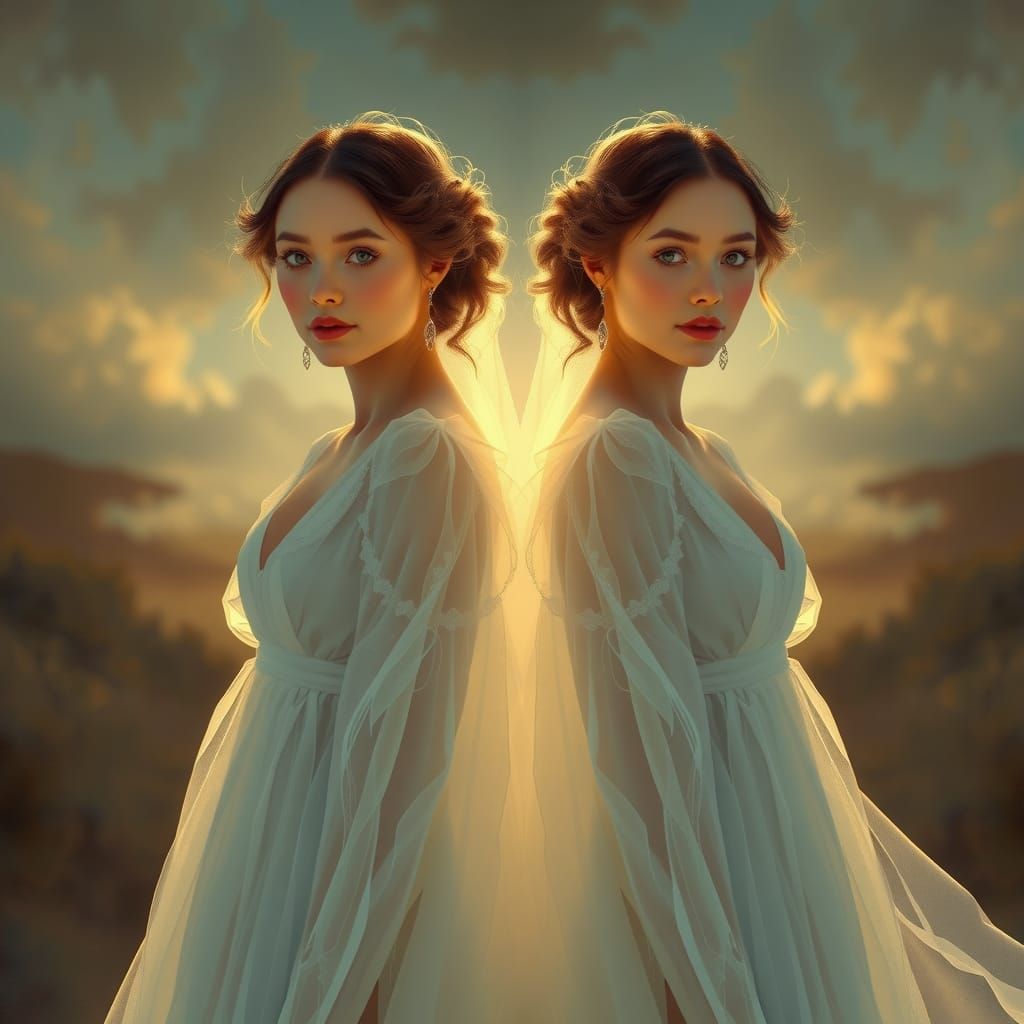 A lovely person with their doppleganger