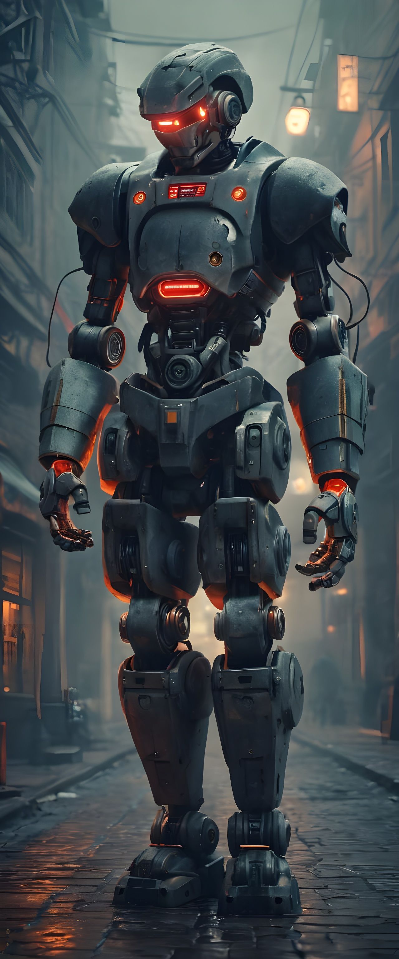 Robot in Ancient City Street: A Futuristic Marvel - AI Art