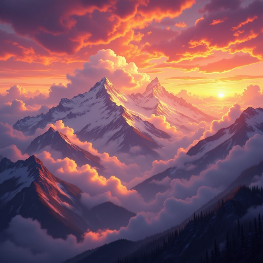 Mountain sunsets <lora:Mountain Sunsets:1.0>