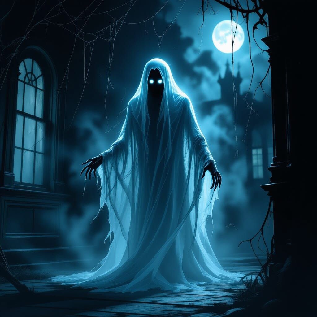 Terrifying Spectral Ghost in Haunted Victorian Mansion