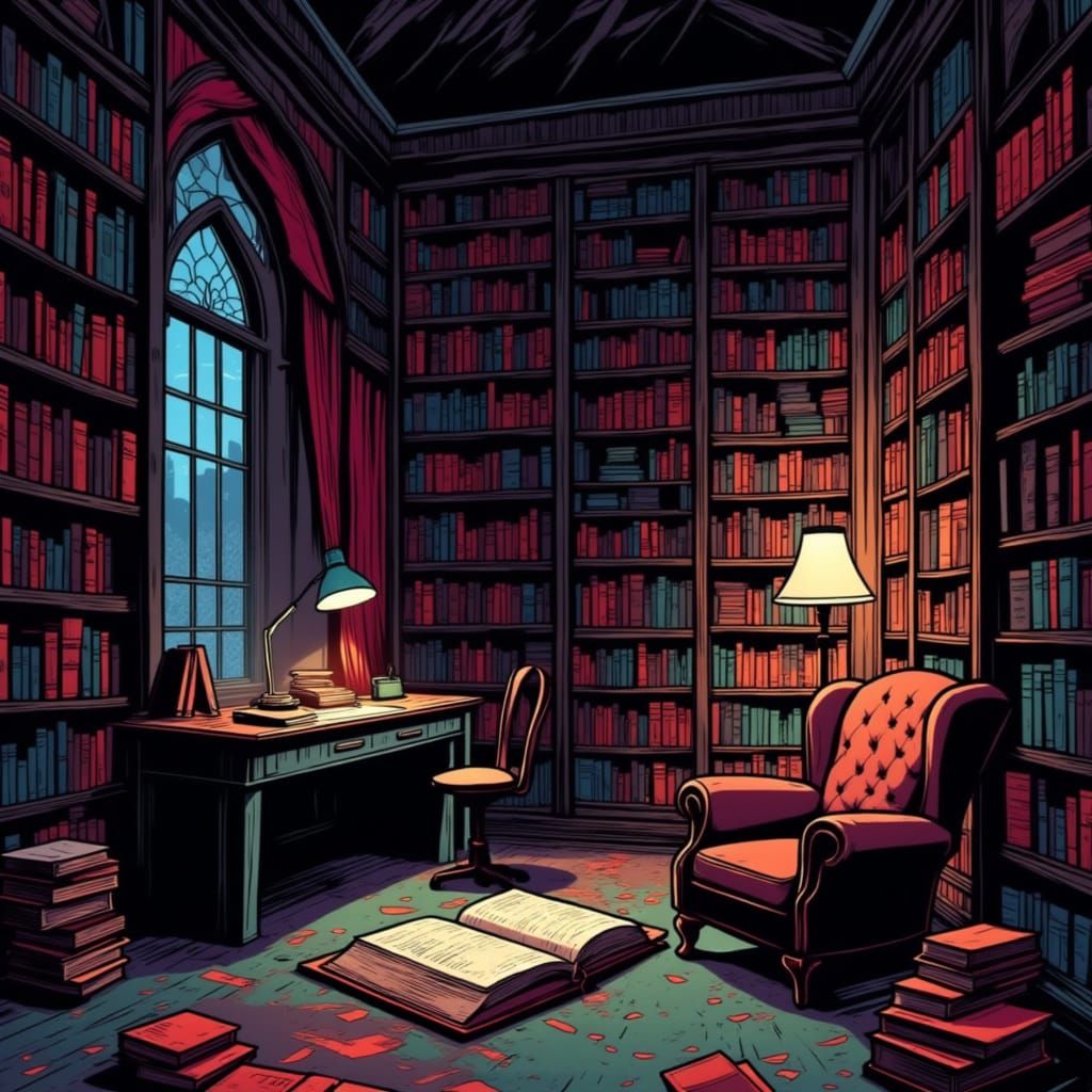 The books are bound in something that isn’t leather. The shelves seem taller every time you look away, stretching impossibly high into a vau...